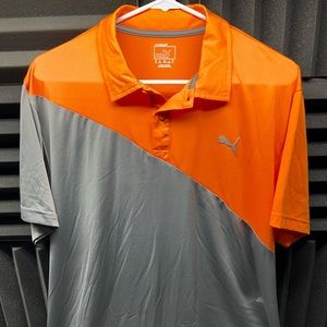 Puma Golf Polo Shirt XL Dry Cell Orange / Gray